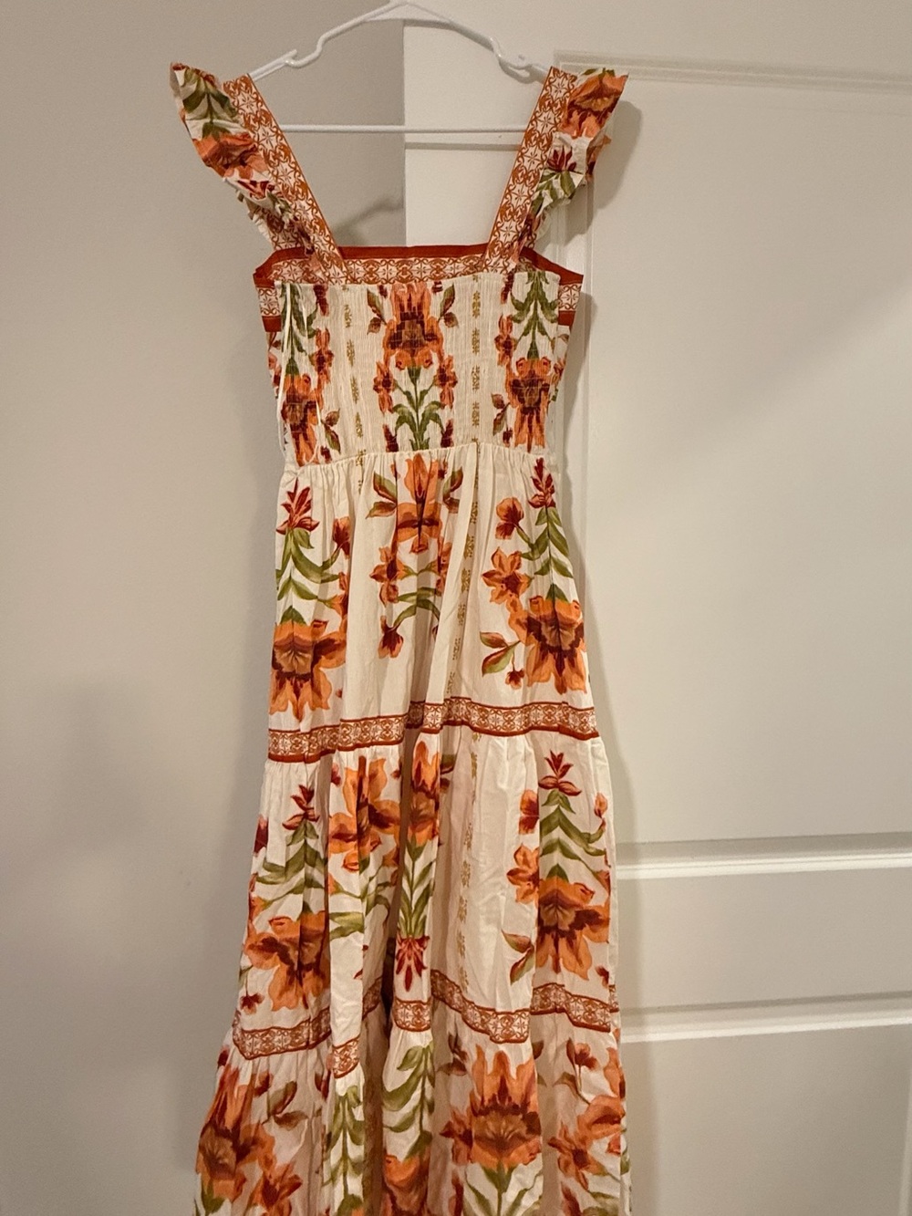 Flying Tomato Cream Maxi Dress with Rust Floral Print - Picture 16 of 16